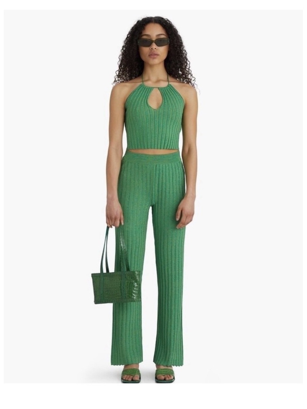 Paloma Wool Fromthe Ribbed Pants & Block Top in Green